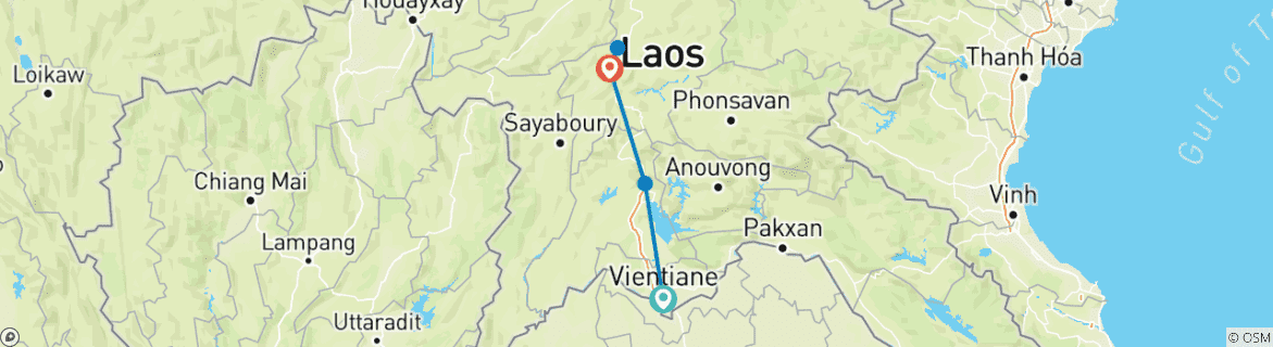 Map of DISCOVER VIENTIANE, VANG VIENG & LUANG PRABANG EXPERIENCE -  7 days