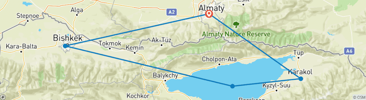 Map of Premium Kazakhstan and Kyrgyzstan