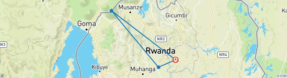 Image d'une carte montrant l'itinéraire du circuit