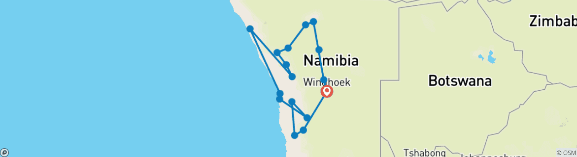 Map of Private Namibia Classic Safari