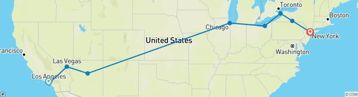 Map of From the West with Chicago and NY