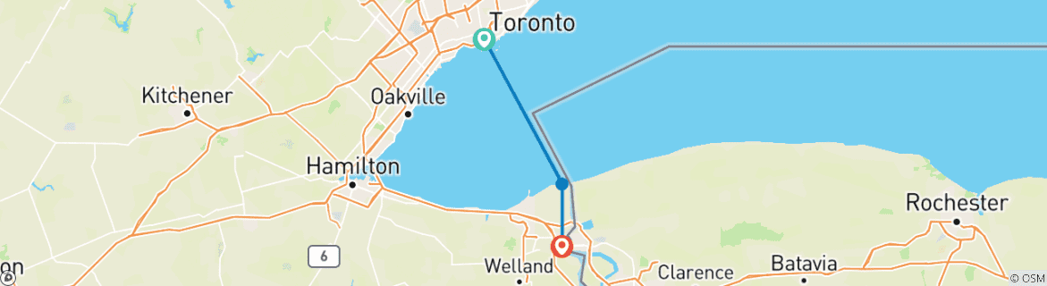 Mapa de Toronto y Niágara