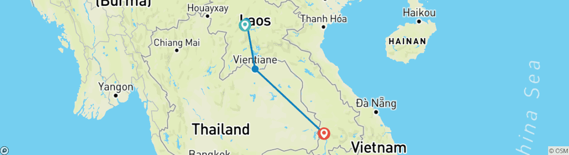 Map of LAOS CLASSIC ADVENTURE IN 10 DAYS