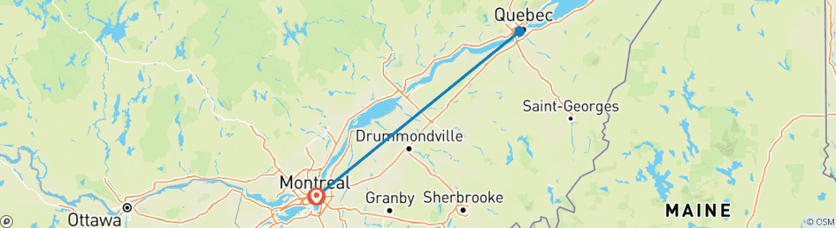 Image d'une carte montrant l'itinéraire du circuit