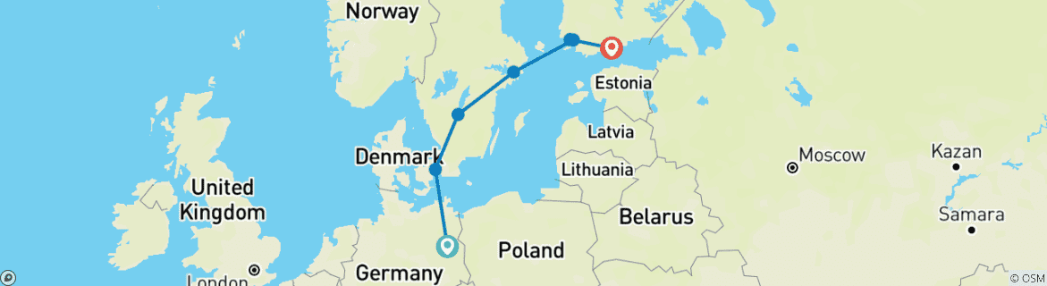 Map of Explore Berlin to Helsinki (7 destinations)