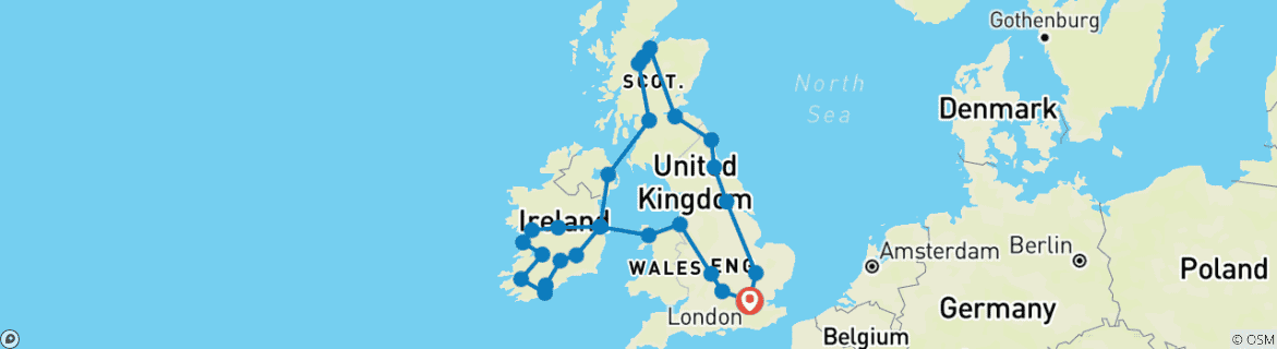 Map of England, Scotland and Ireland