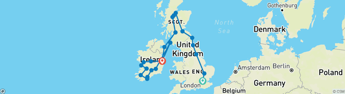 Map of England, Scotland and Ireland end Dublin