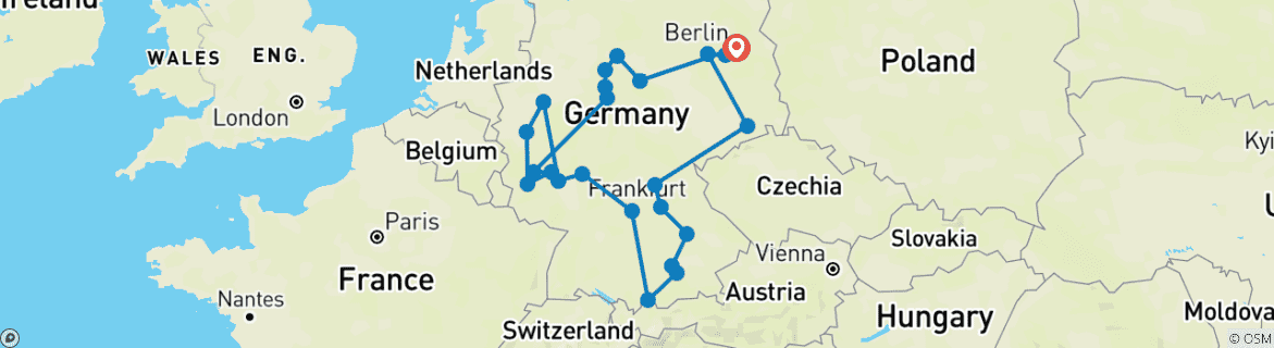 Kaart van Het beste van Duitsland (24 bestemmingen)