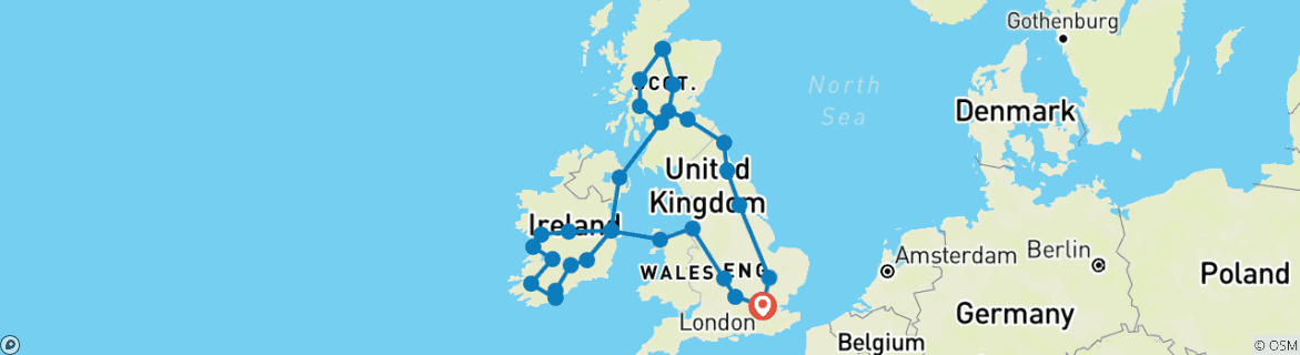 Karte von Große Rundreise Großbritannien und Irland