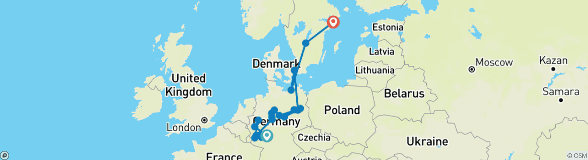 Map of German Trek End Stockholm (20 destinations)