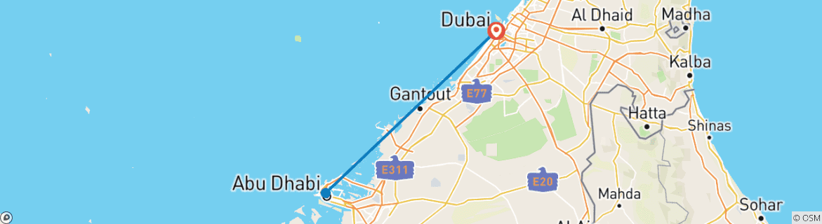 Map of DUBAI UNCHARTED: 7 days UAE Adventure package