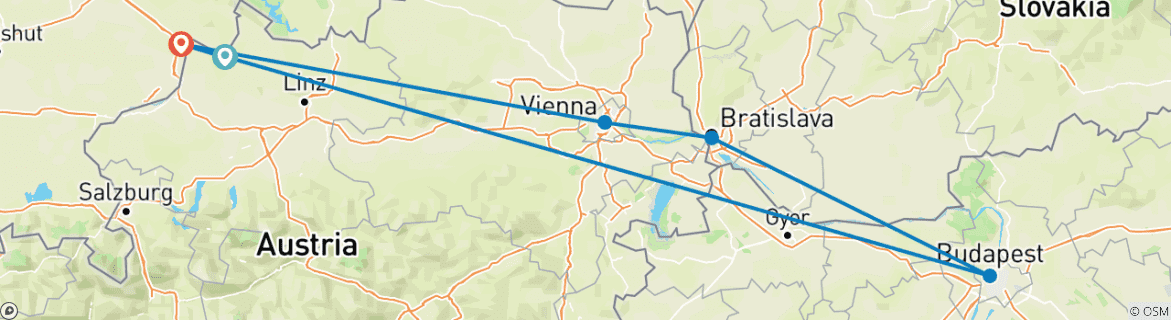 Image d'une carte montrant l'itinéraire du circuit