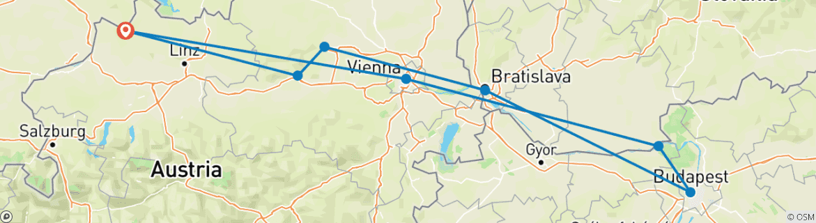 Karte mit der Reiseroute