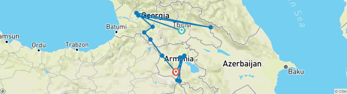 Karte mit der Reiseroute