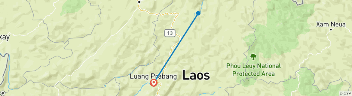 Map of Ultimate Laos Off-road Motorcycle Tour from Luang Prabang to Nong Khiaw, Muang Hiam