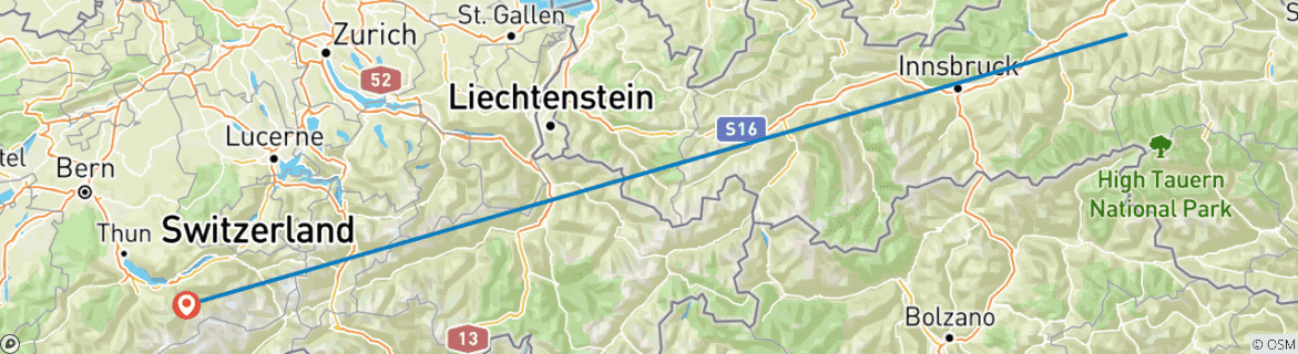 Carte du circuit Alpes actives - 7 jours