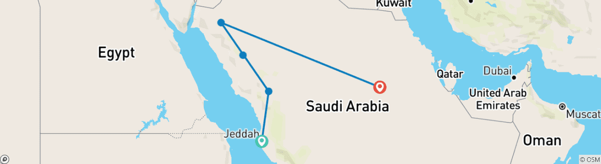 Map of Unforgettable Saudi Arabia end Riad