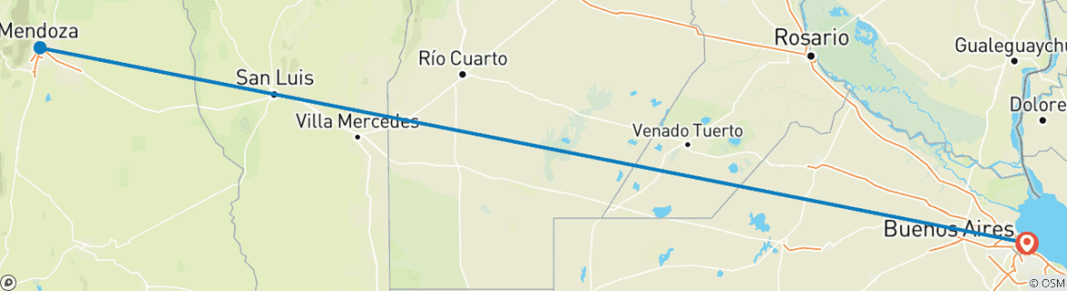 Image d'une carte montrant l'itinéraire du circuit