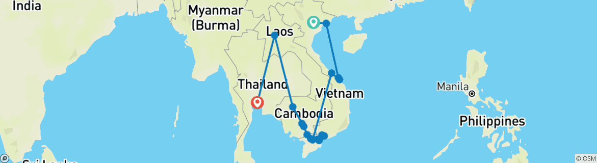 Map of Grand Tour of Indochina 2026-2027