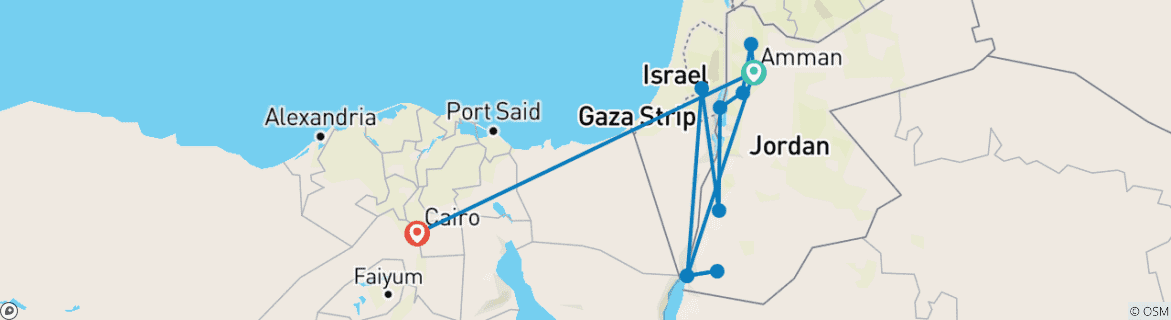 Karte von Unvergessliches Jordanien und Kairo (einschließlich Totes Meer)