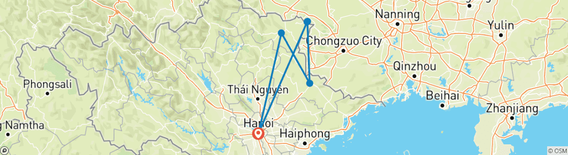Carte du circuit 3D2N Cao Bang & Ban Gioc Waterfall Adventure by Limousine - Départ de Hanoi | Join-in Tour
