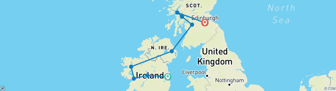 Map of A Taste of Ireland and Scotland