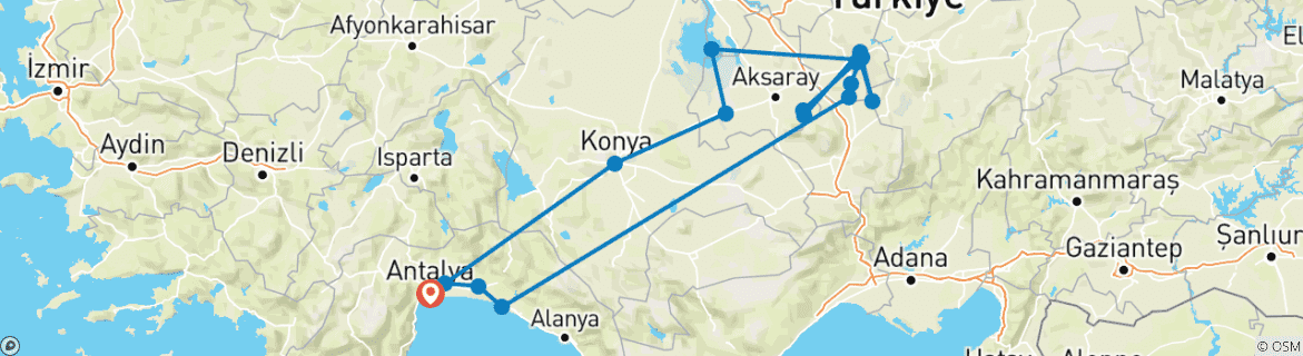 Image d'une carte montrant l'itinéraire du circuit