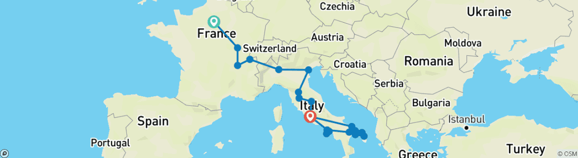 Map of France and Unique Italy