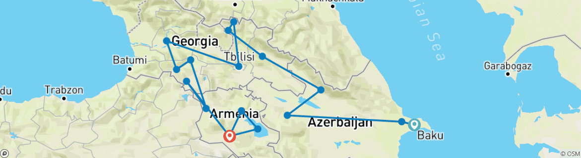 Image d'une carte montrant l'itinéraire du circuit