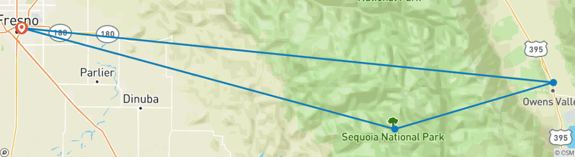 Map of Mount Whitney Ascent with Horsepack Support