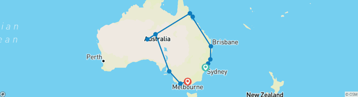 Carte du circuit Les points forts de l'Australie - Jours 1 - 21 Sydney