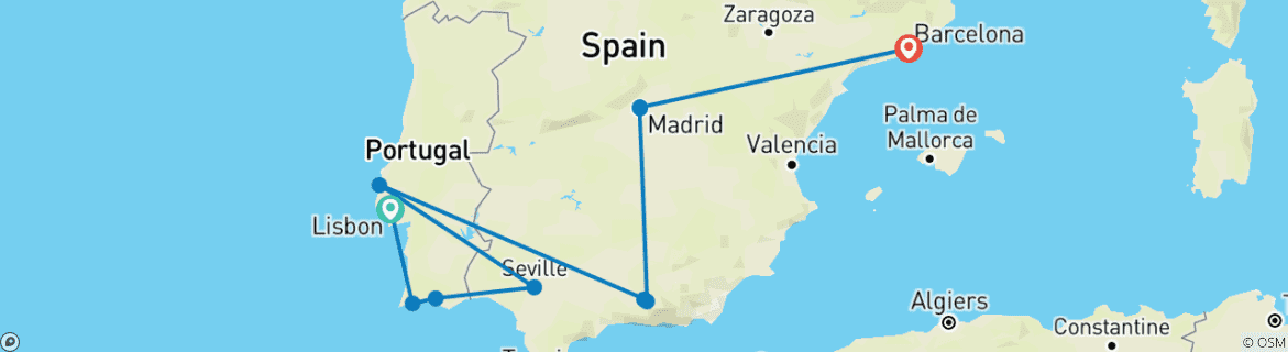 Foto van een kaart met de route van de rondreis