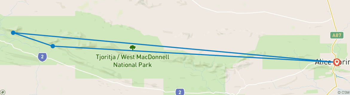 Map of Larapinta 7 Day Self Guided Trek