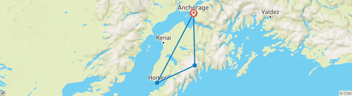 Map of Womens Wild Alaska Coast and Glacier Trek