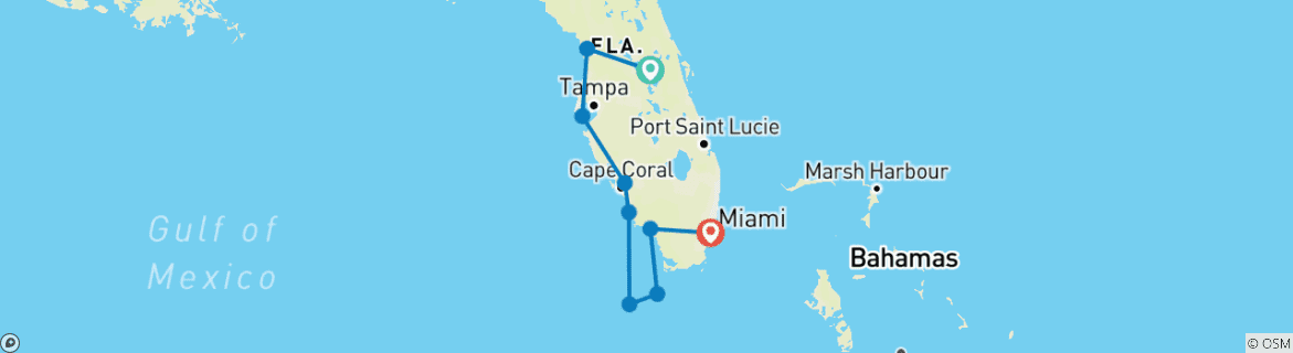 Map of Florida Road trip: city hopping in the Sunshine State (9 destinations)