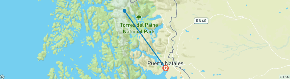 Map of Womens Torres Del Paine W Trek