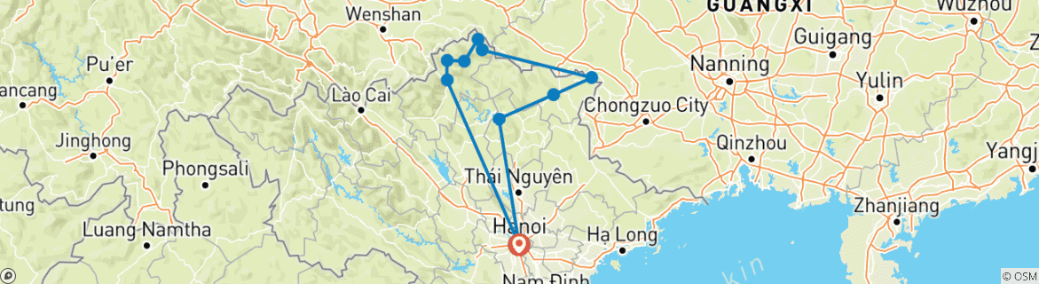 Map of 7- Day Authentic Moto Tour: Ha Giang Loop, Ban Gioc Waterfall & Ba Be Lake