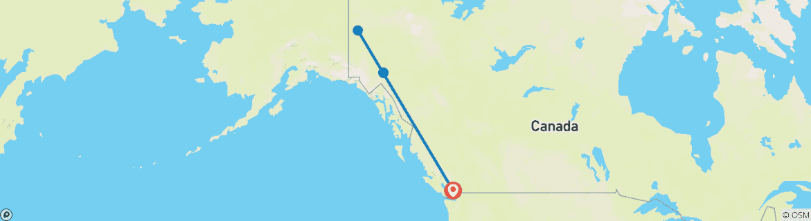 Map of Northern Lights and Gold Rush Glory from Vancouver