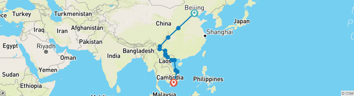 Map of China & Vietnam: The Great Wall to Ho Chi Minh