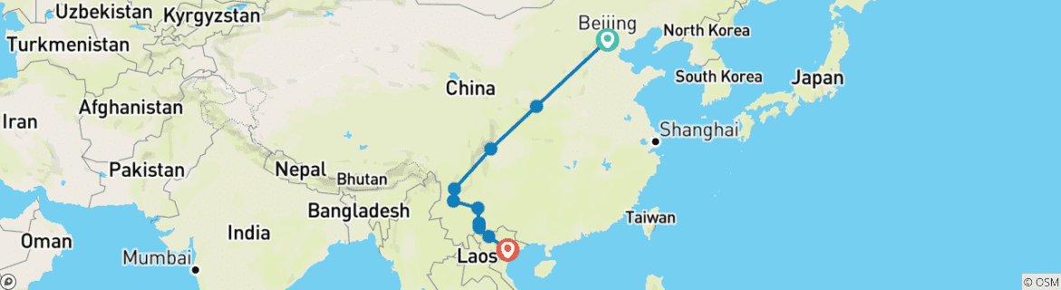 Map of China & Vietnam: Beijing to Sapa Adventure