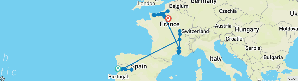 Map of France and Portugal Encounter 2026