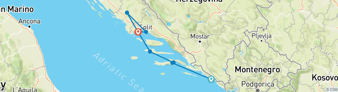 Map of Geluxe: Croatia: Walking & Island-Hopping Along the Dalmatian Coast