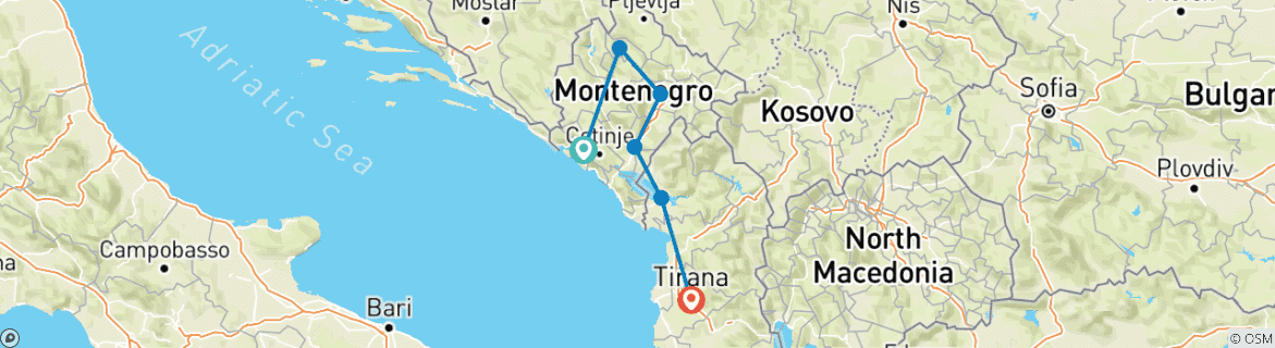 Map of Highlights of Montenegro