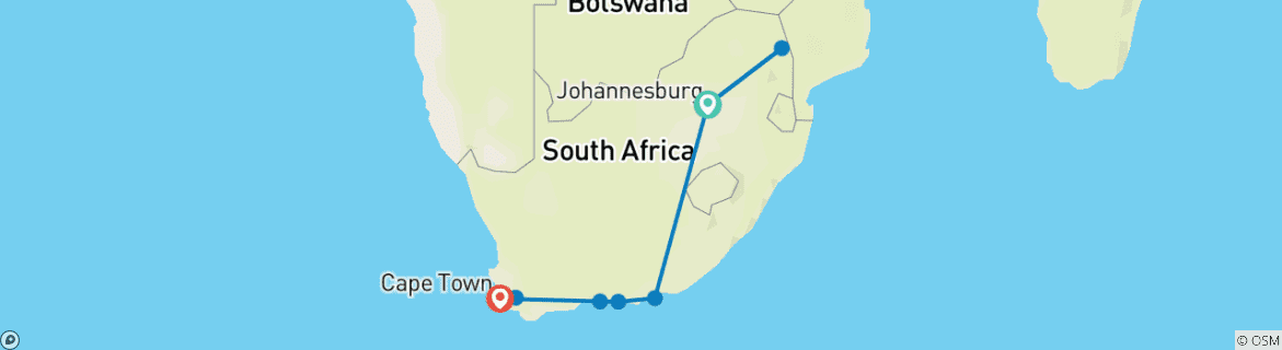 Map of Highlights of South Africa