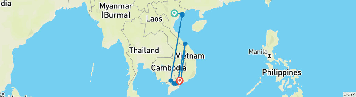 Map of Indochina Explorer and Luxury Mekong Cruise 2025-2026