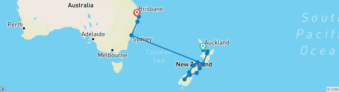 Map of Australia and New Zealand: Surf, Sun & Epic Parks