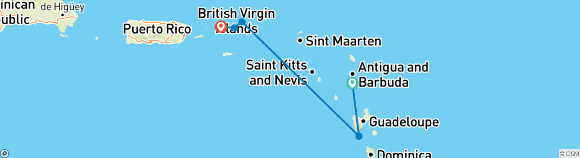 Carte du circuit Caribbean Yachting Discovery 2026