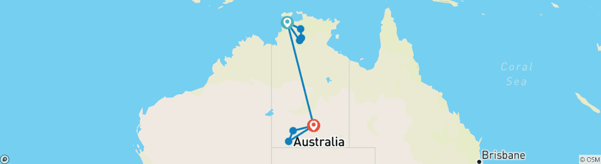 Map of Northern Territory Dreaming (With Internal Air, 12 Days)