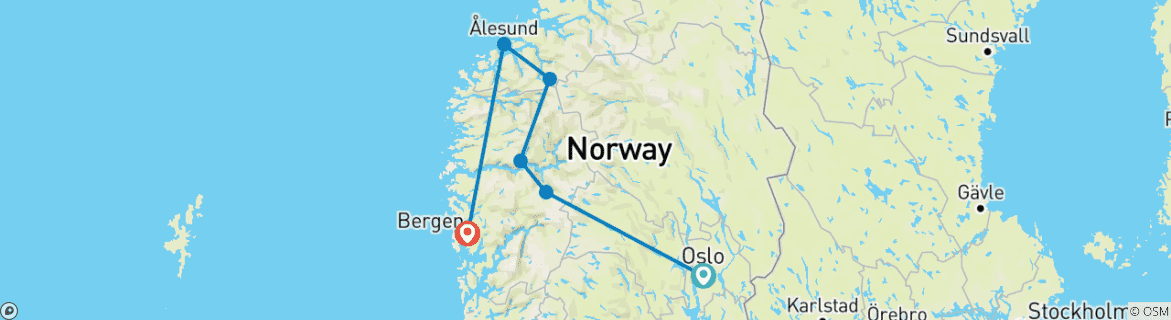 Map of Best of Norway Private Tour