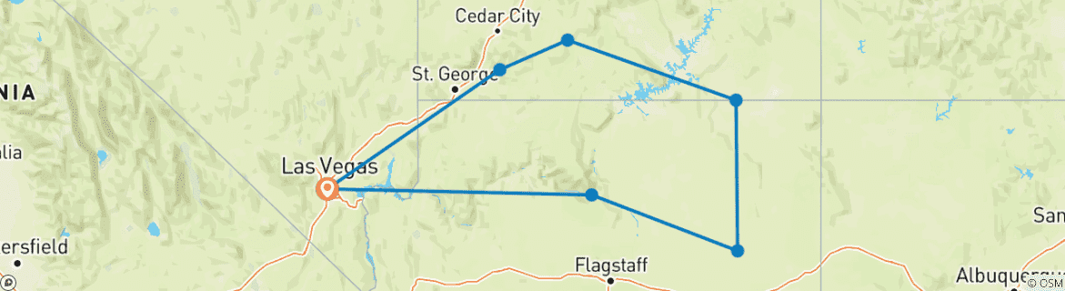 Map of Southwest National Parks Express (Camping) - 3 days